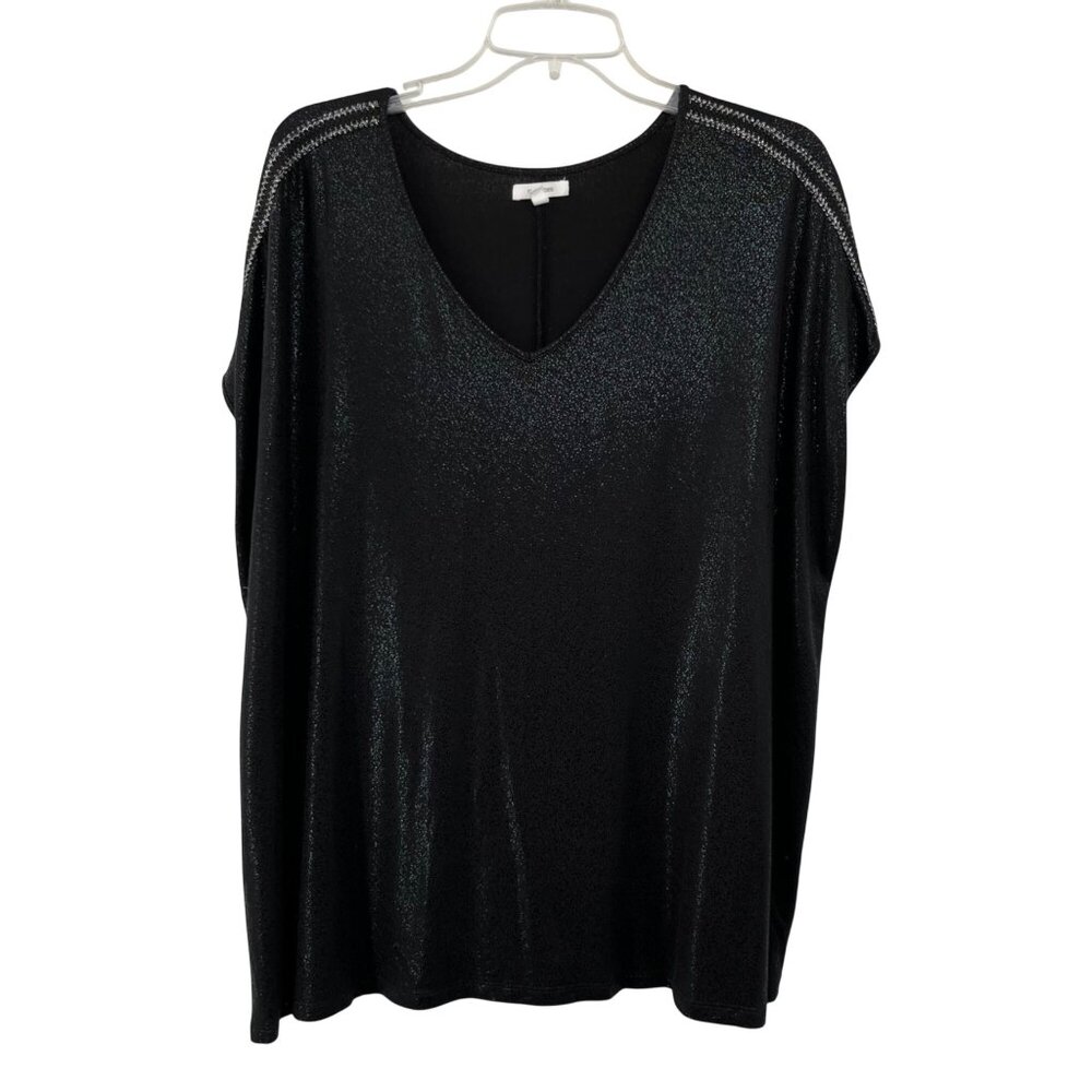 Maurices Top Women's 2X Black Sparkle Shoulders Cap Sleeve Used